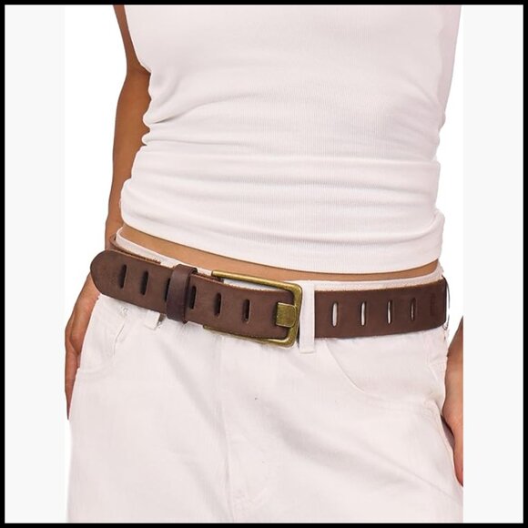 Genuine Leather Western Belt for Jeans Adjustable Wide 1.57\